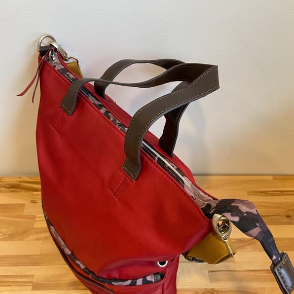 Red Mouflon Convertible Tote purse Bag With Adjustable Strap Faux Leather Handle - Picture 5 of 16